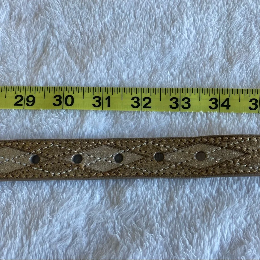 MICHAEL KORS Taupe Cream 100% Leather Metallic Belt  | S - Picture 7 of 9
